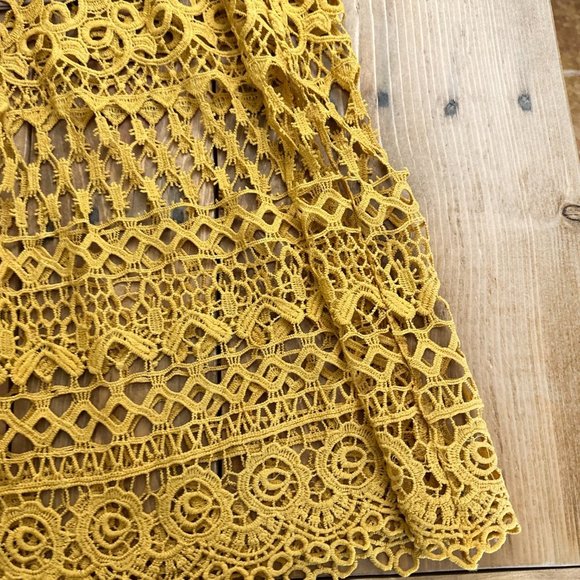 Altar'd State Golden Crocheted Dress Yellow Goldenrod M - Picture 2 of 8